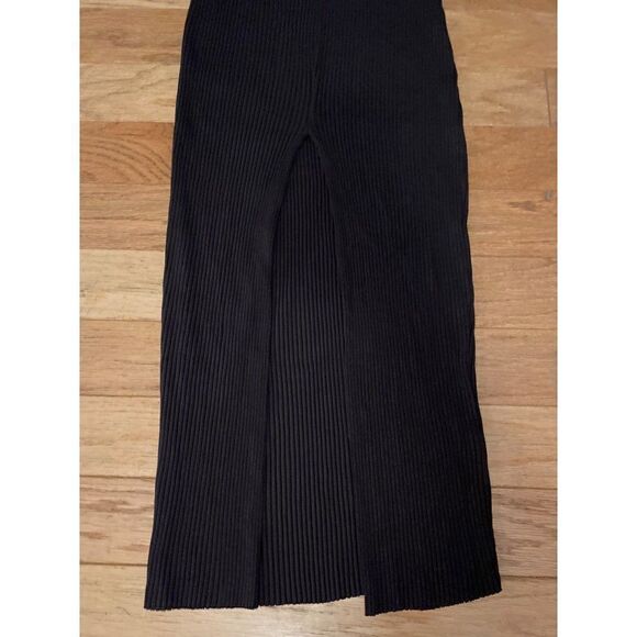 Zara, women's brown ribbed bodycon strapless midi dress with high slit back sz M - Picture 5 of 10